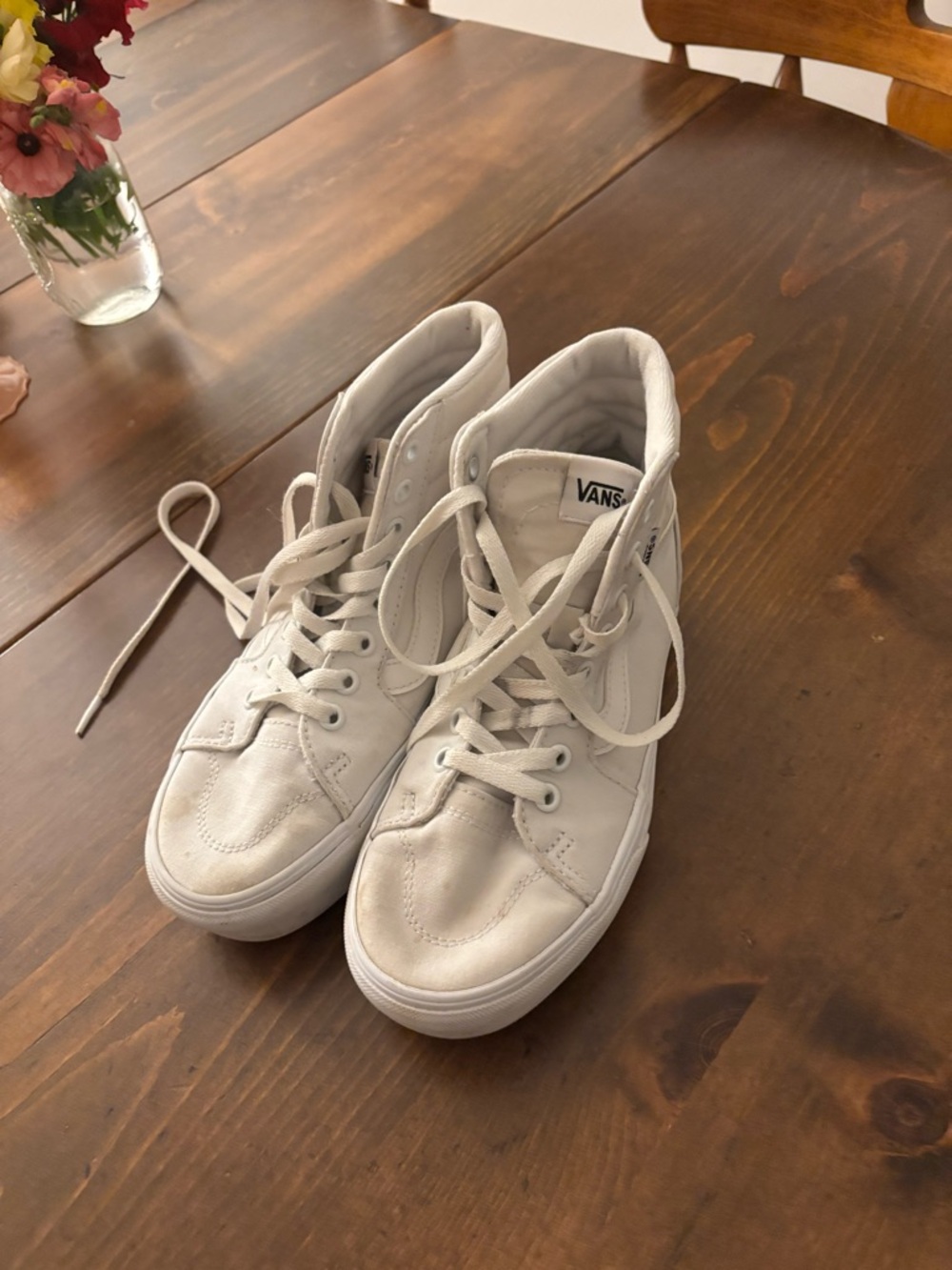 Vans Women's High Top Sneakers in White Canvas
